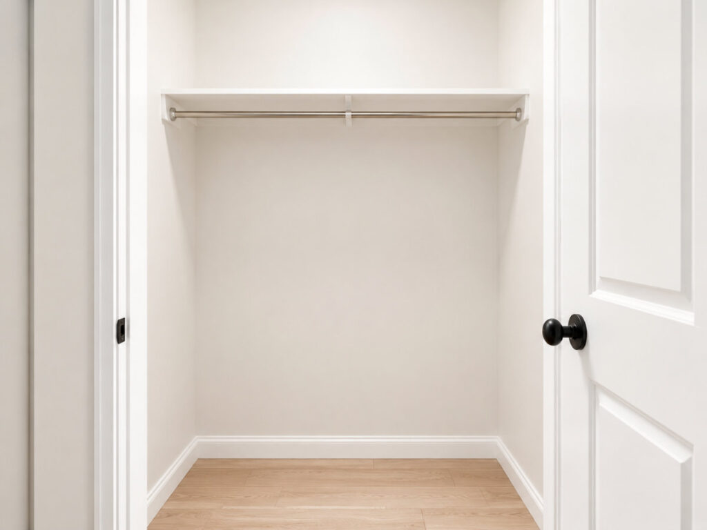 empty small closet before applying small closet organization ideas