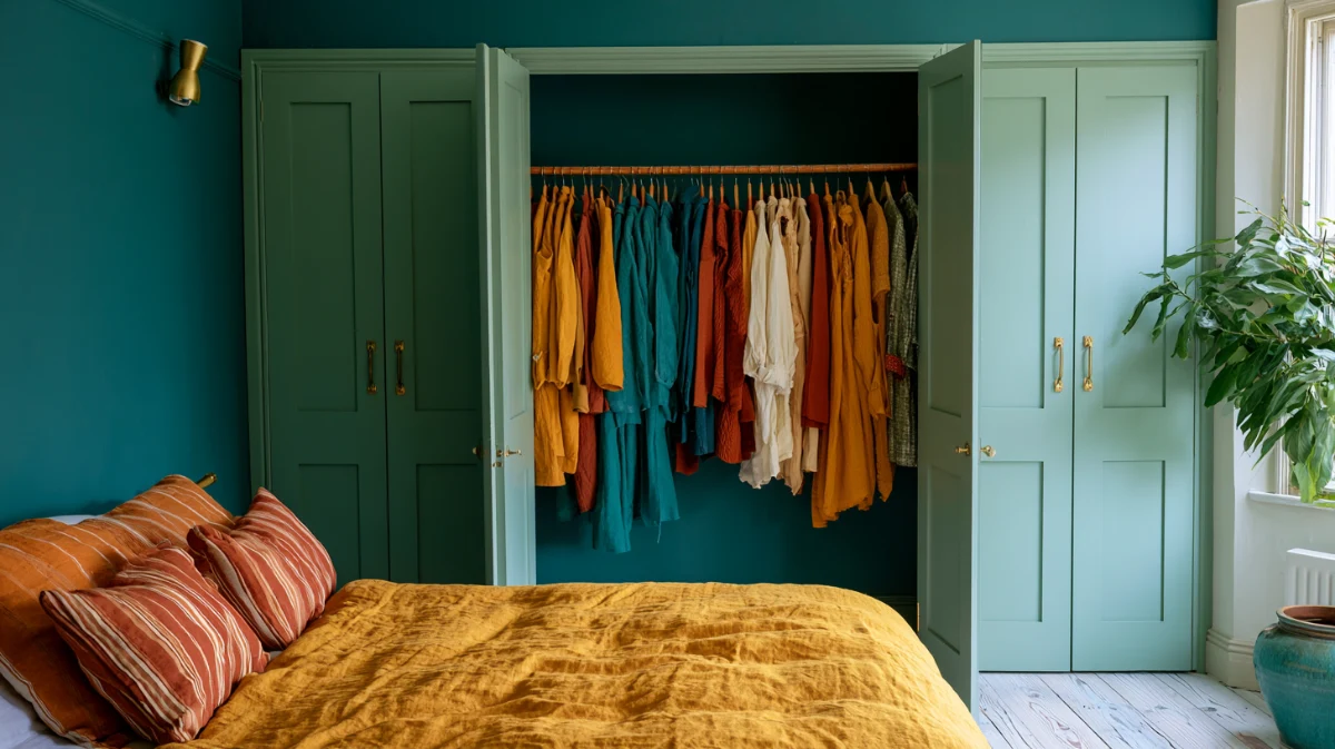 Wardrobe rail with room between the hangers after a session to declutter clothes