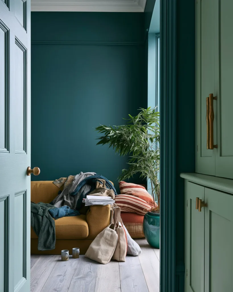 Cluttered corner of a flat, the point where people give up on how to start decluttering when overwhelmed