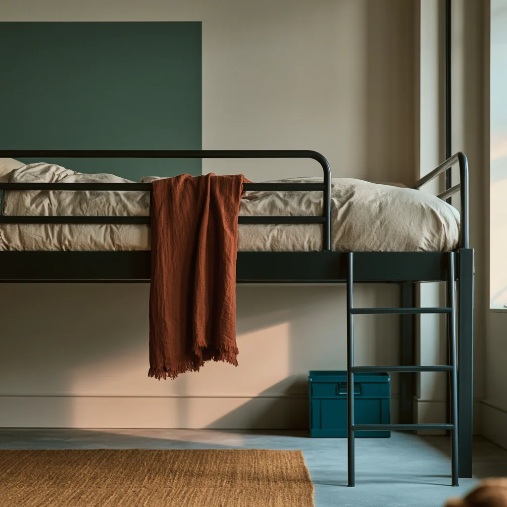 A safety rail on a lofted bed, the fitting under bed storage for dorms makes standard once the frame goes above 48 inches